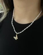 İncili Kelebek Kolye